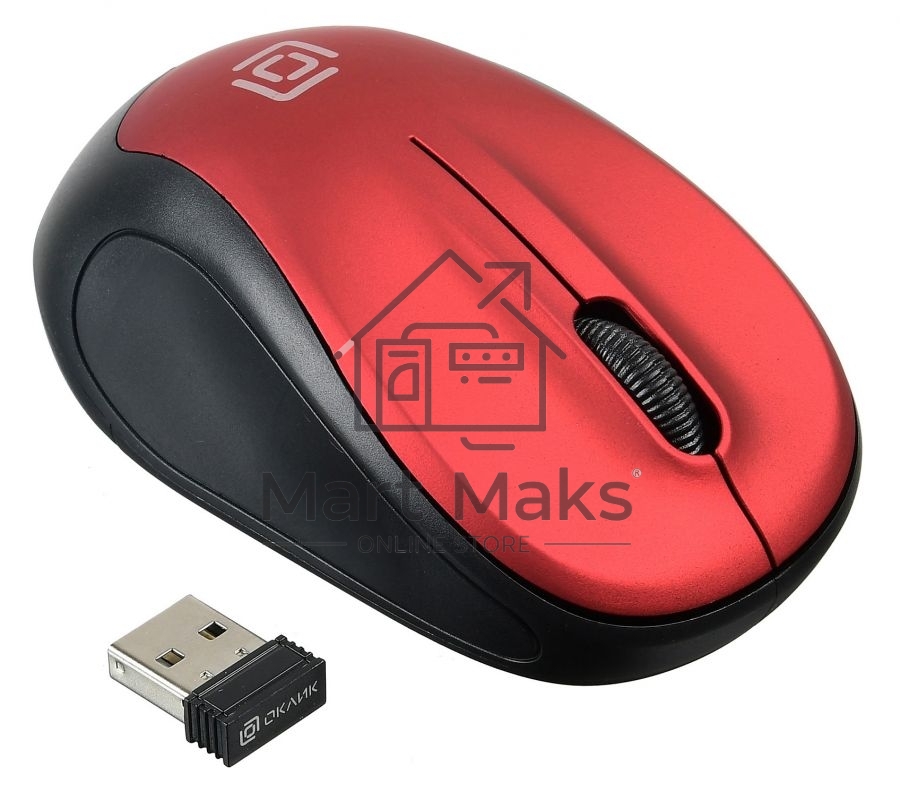 Мышь беспроводная Oklick 665MW черный/красный, 1000 dpi, радиоканал, USB, кнопки - 3