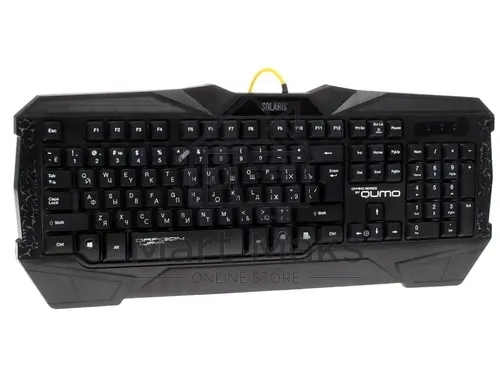 Игровой набор Qumo Solaris, клавиатурапроводная K03, 104 клавиши, встроенная радужная подсветка, мышь проводная M10, оптическая, 800/1200/1600/2200 dpi, коврик