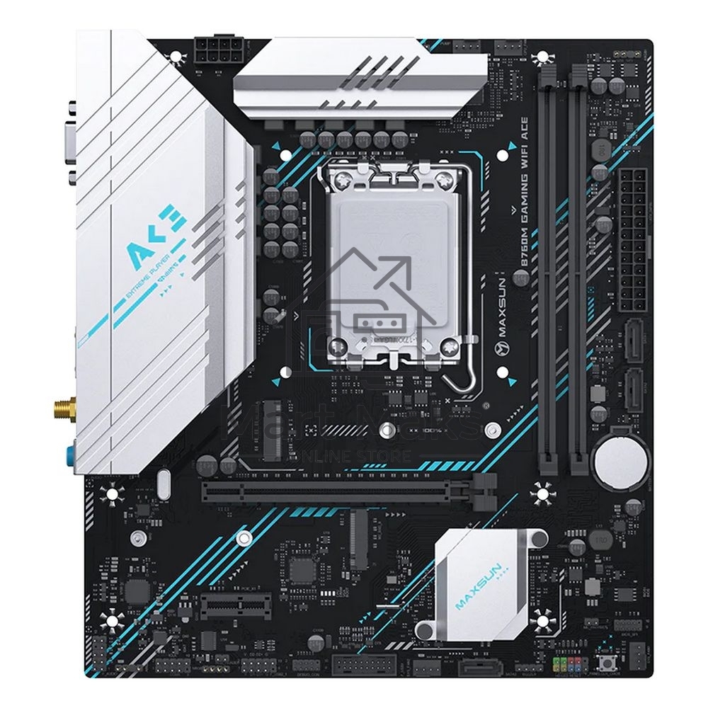 Материнская плата Maxsun B760M GAMING WIFI ACE, LGA 1700, Intel B760, 2xDDR5, 3xSATA, 2xM.2, 1xPCI-E 4.0 x16, 1xPCI-E x1, 1xHDMI, 1xVGA, 1x 1Gb LAN, 2xUSB 2.0, 4xUSB 3.2 Gen1, 7.1, mATX