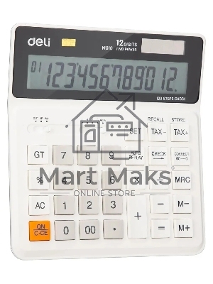 Калькулятор бухгалтерский Deli EM01010 белый 12-разр.