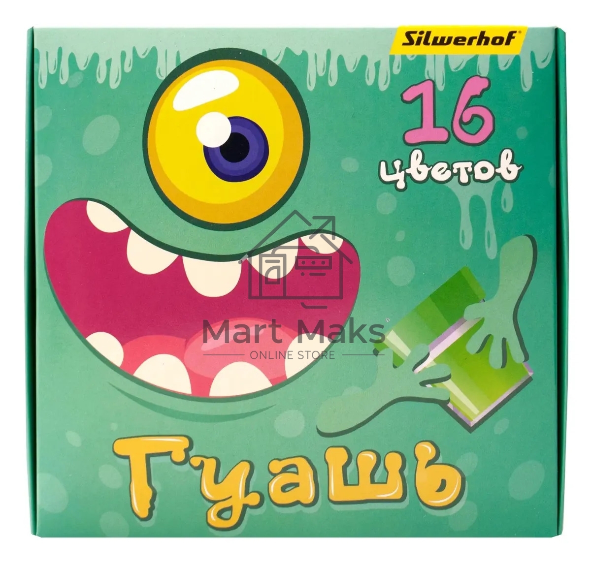 Гуашь Silwerhof Монстрики, 16 цветов, баночка, 20мл, картонная коробка