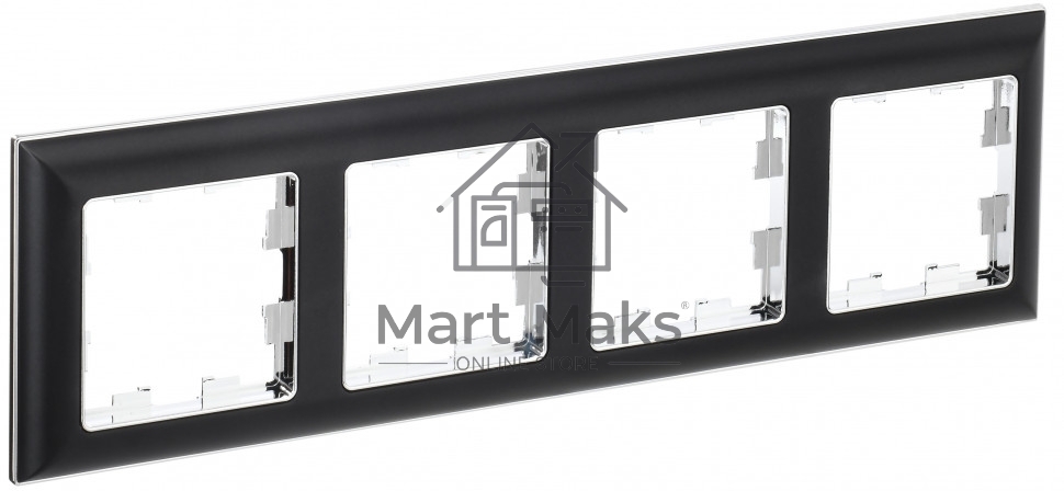 Рамка 4-местная IEK BRITE РУ-4-Бр DECOR 3D-форма хром/черный