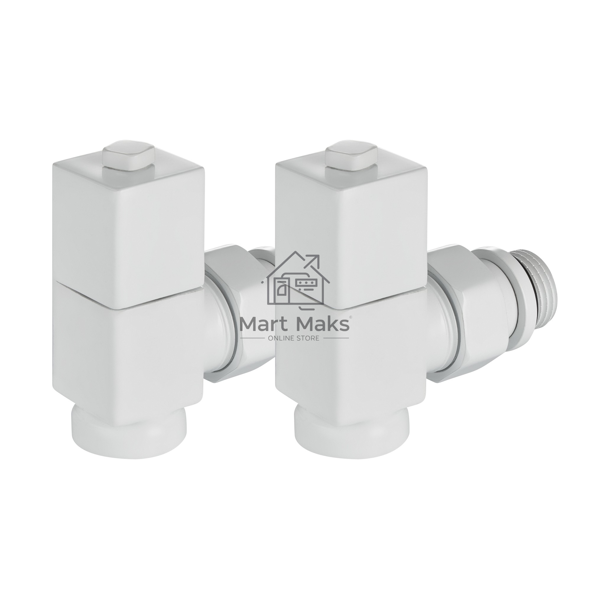 Набор дизайн-вентилей Royal Thermo CUBE, угловой (белый) 1/2