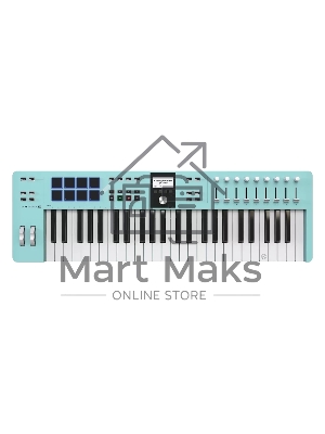 Клавиатура MIDI 231524 Arturia KeyLab Essential 49 mk3 Aquamarine 49 клавиш, LCD дисплей, 9 энкодеров, 8 пэдов, 9 фейдеров, 12 кнопок управления, колеса высоты тона и модуляции, 1/4