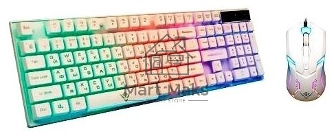 Комплект клавиатура+мышь Nakatomi KMG-2305U проводной, USB, 1600 DPI, белый