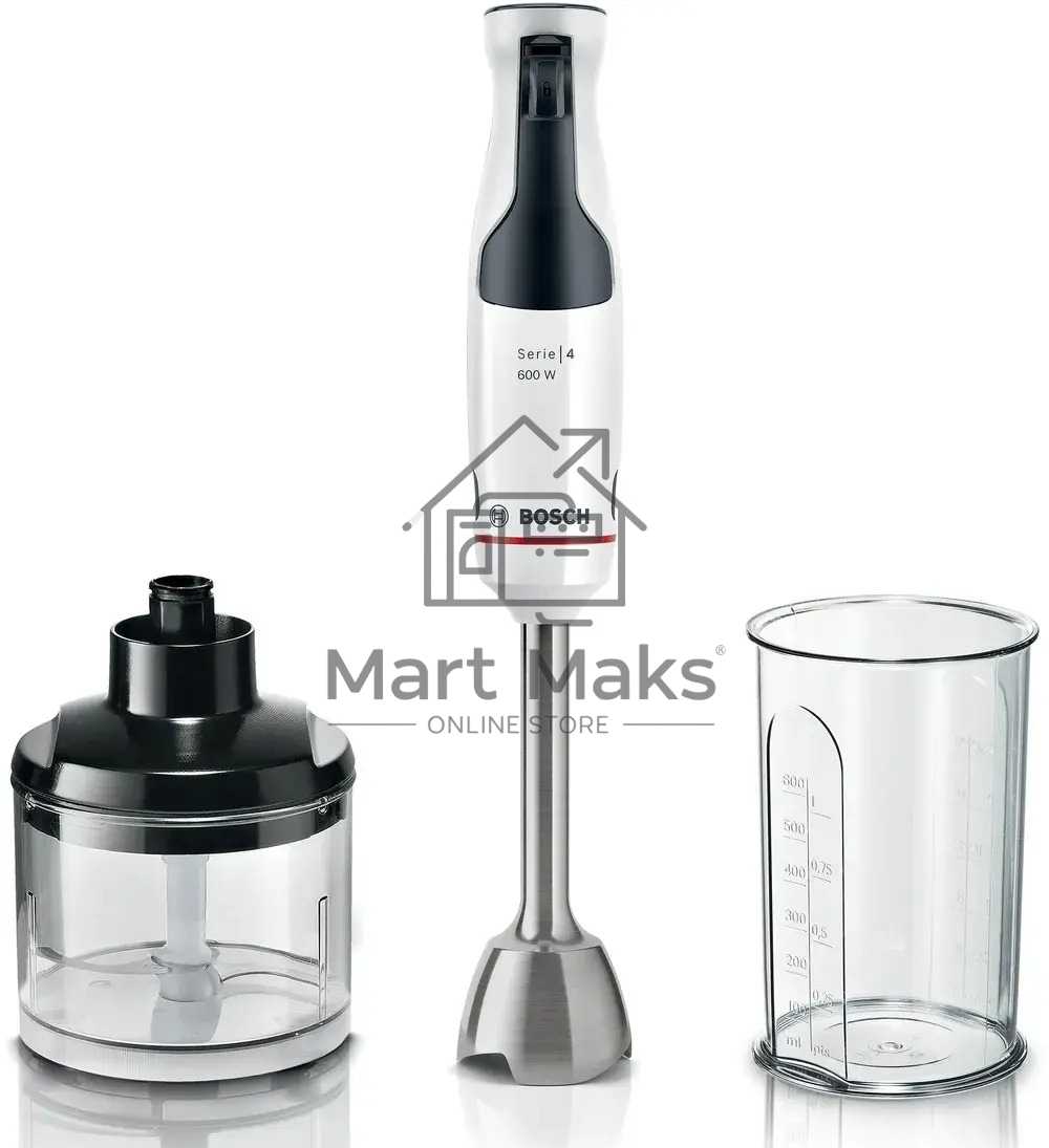 Блендер погружной Bosch MSM4W220 белый, 600 Вт, плавная регулировка, турбо