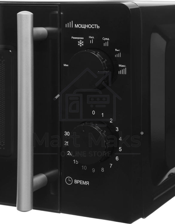 Микроволновая печь WILLZ MOS-1706MB черный, 17 л, 700 Вт, переключатели — поворотный механизм