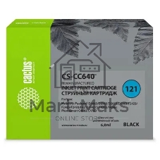 Картридж струйный Cactus CS-CC640 №121 черный (6 мл.) для HP DJ D1663/D2563/D2663/D5563/F2423/F2483/F2493/F4213/F4275/F4283/F4583/PS C4683/C4783