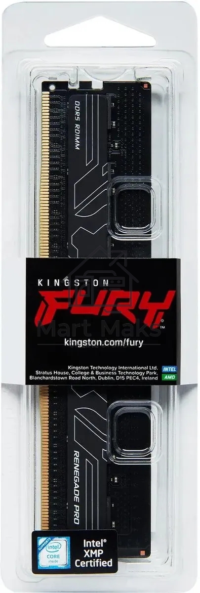 Оперативная память Kingston Fury Renegade Pro, DDR5, 16GB, DIMM, 6800MHz, CL34, ECC, RDIMM, с радиатором, черный