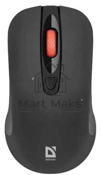 Мышь беспроводная Defender Nexus MS-195 черный, 1600 dpi, радиоканал, USB, кнопки - 4