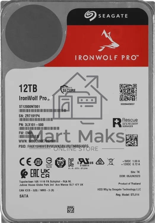 Жесткий диск HDD Seagate IronWolf Pro 12Tb 7200rpm SATA 256Mb 3.5