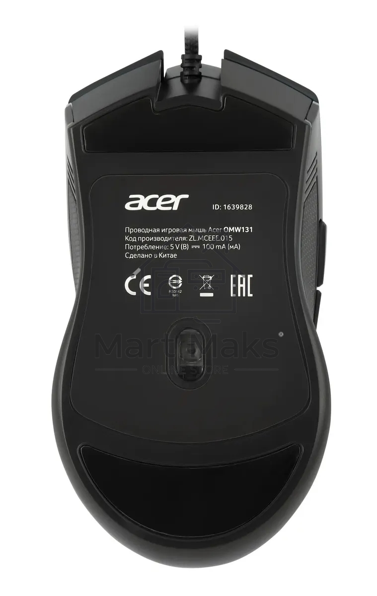 Мышь проводная Acer OMW131 черный, 6400 dpi, USB, кнопки - 7