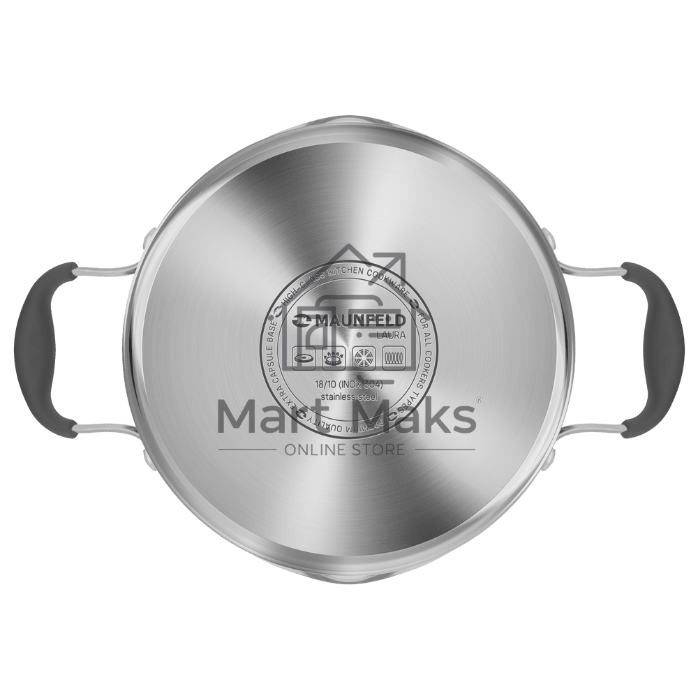 Кастрюля Maunfeld LAURA MCS31S08GR из нержавеющей стали со стеклянной крышкой, 20 см, 3,1 л.