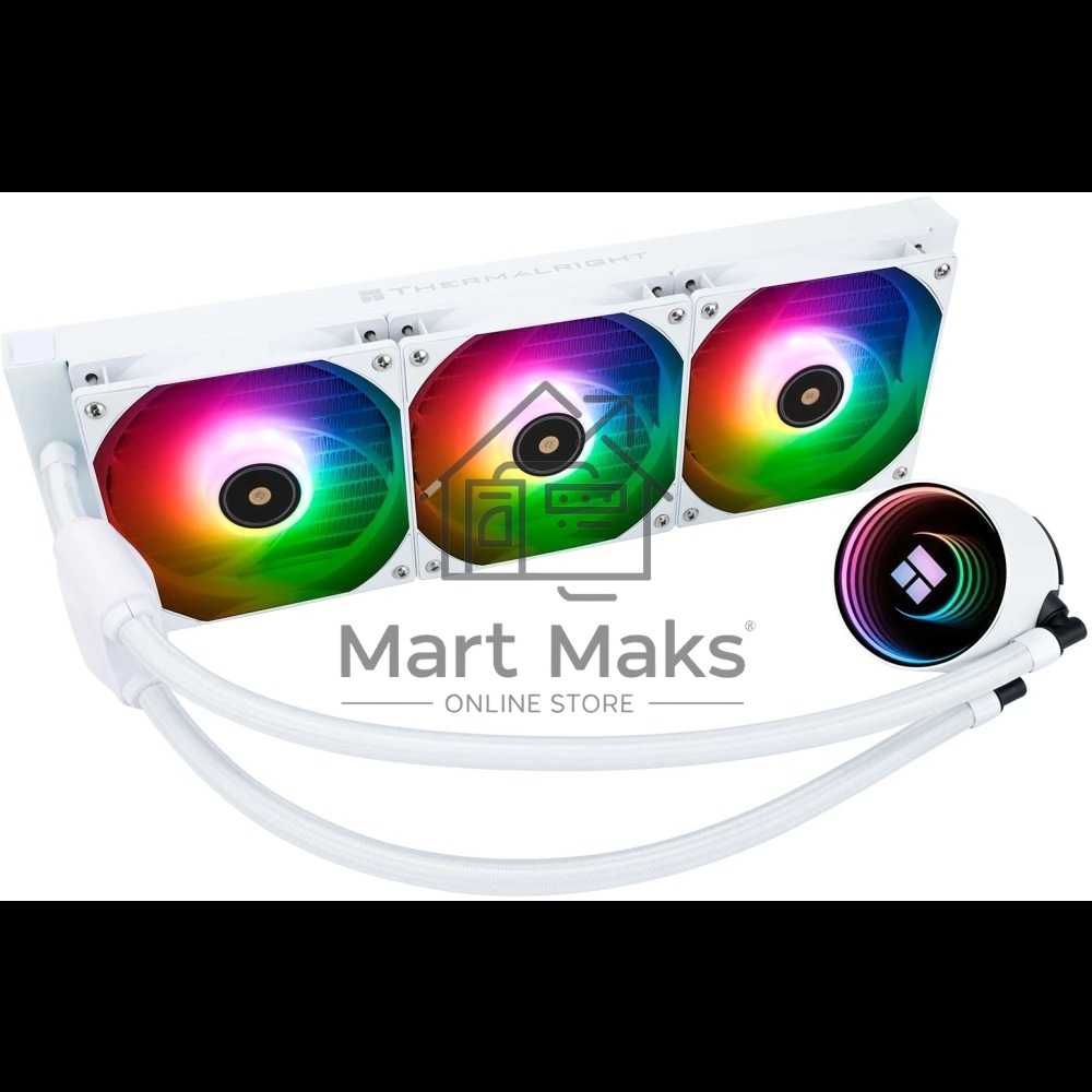 Водяное охлаждение для процессора Thermalright Frozen Notte 360 белый ARGB V2 (360mm, White, ARGB/ Fans: 3x120mm, 72.37CFM, 27.7dBA, 2000RPM/ Pump height 54mm, 28dBA, 5300RPM, Rad thickness 27mm/ S: 1200, 1700, 1851, 2011, 2066, 115X, AM2, AM2+, AM3, AM3+
