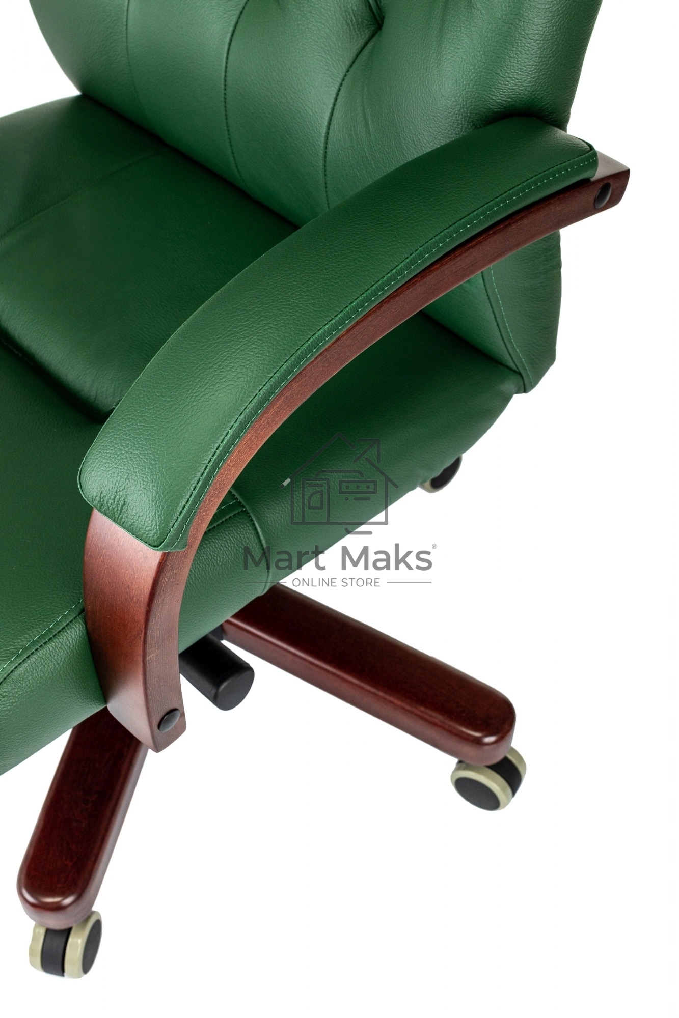 Кресло руководителя Бюрократ T-9928Walnut зеленый, кожа, крестов. металл/дерево