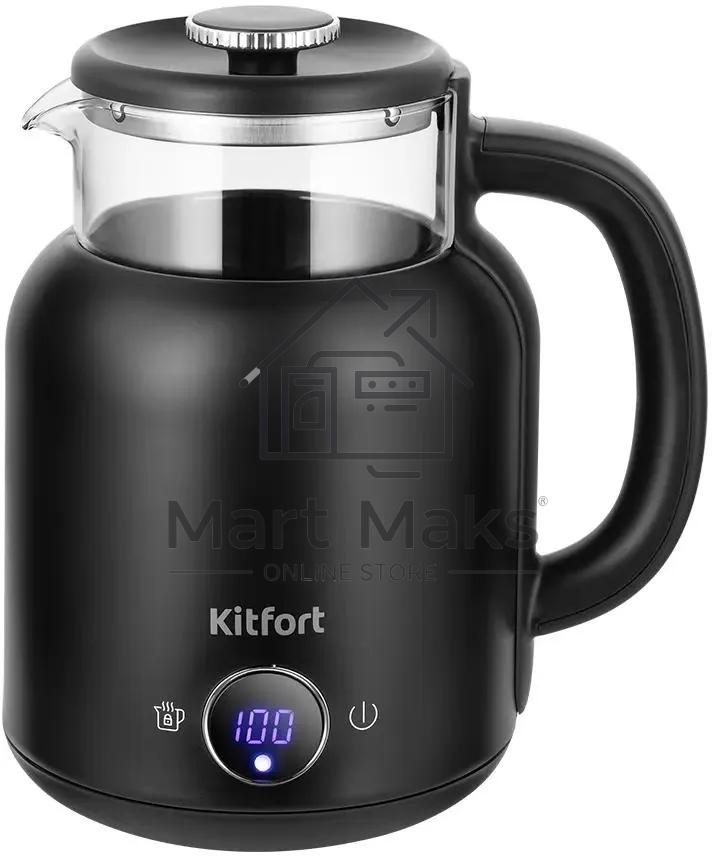 Чайник электрический Kitfort КТ-6725 1.5л. 1200Вт черный корпус: пластик/стекло