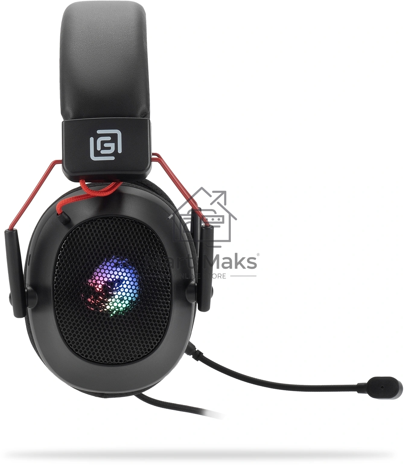 Наушники с микрофоном Оклик HS-L305G черный/красный 2м мониторные оголовье (2060511)
