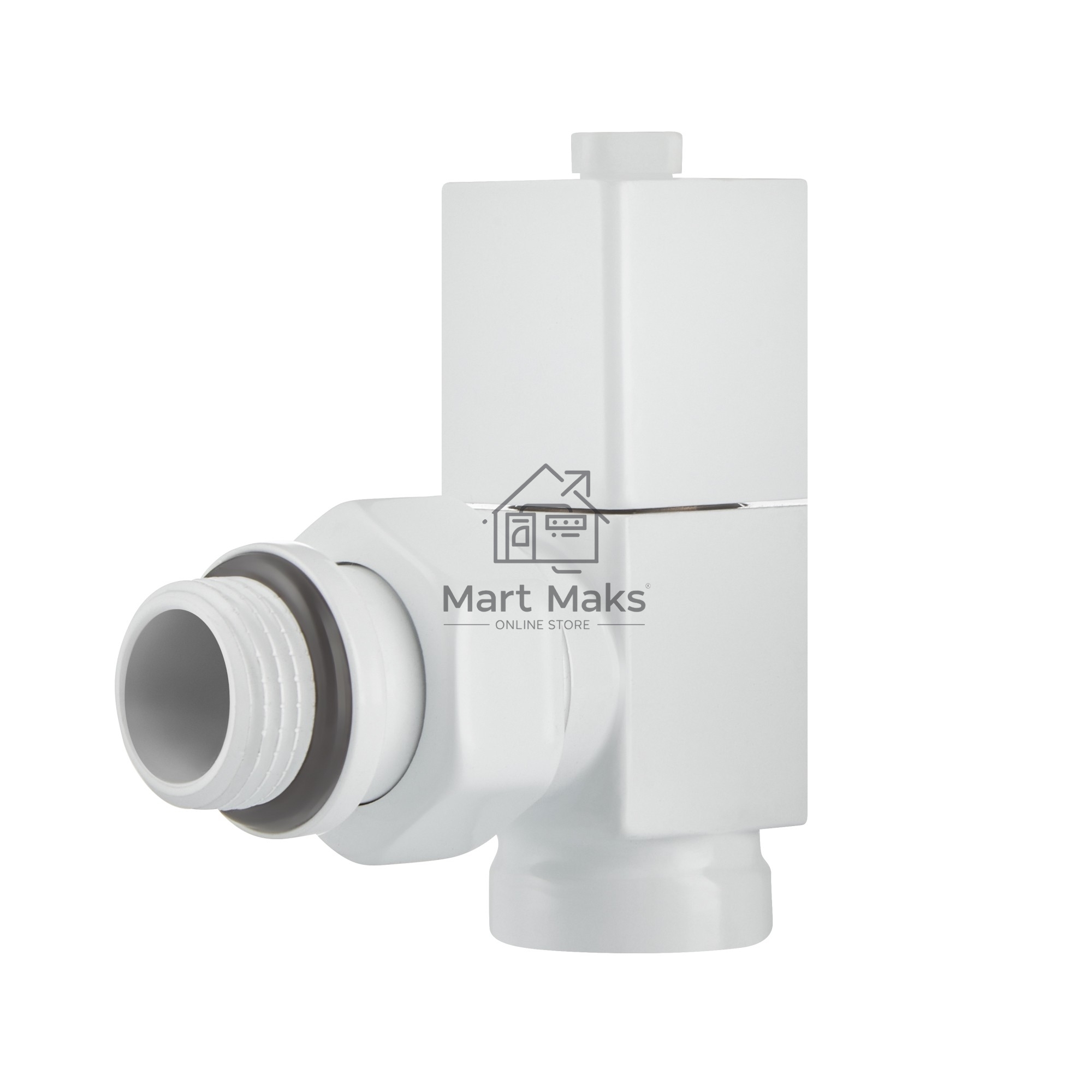 Набор дизайн-вентилей Royal Thermo CUBE, угловой (белый) 1/2