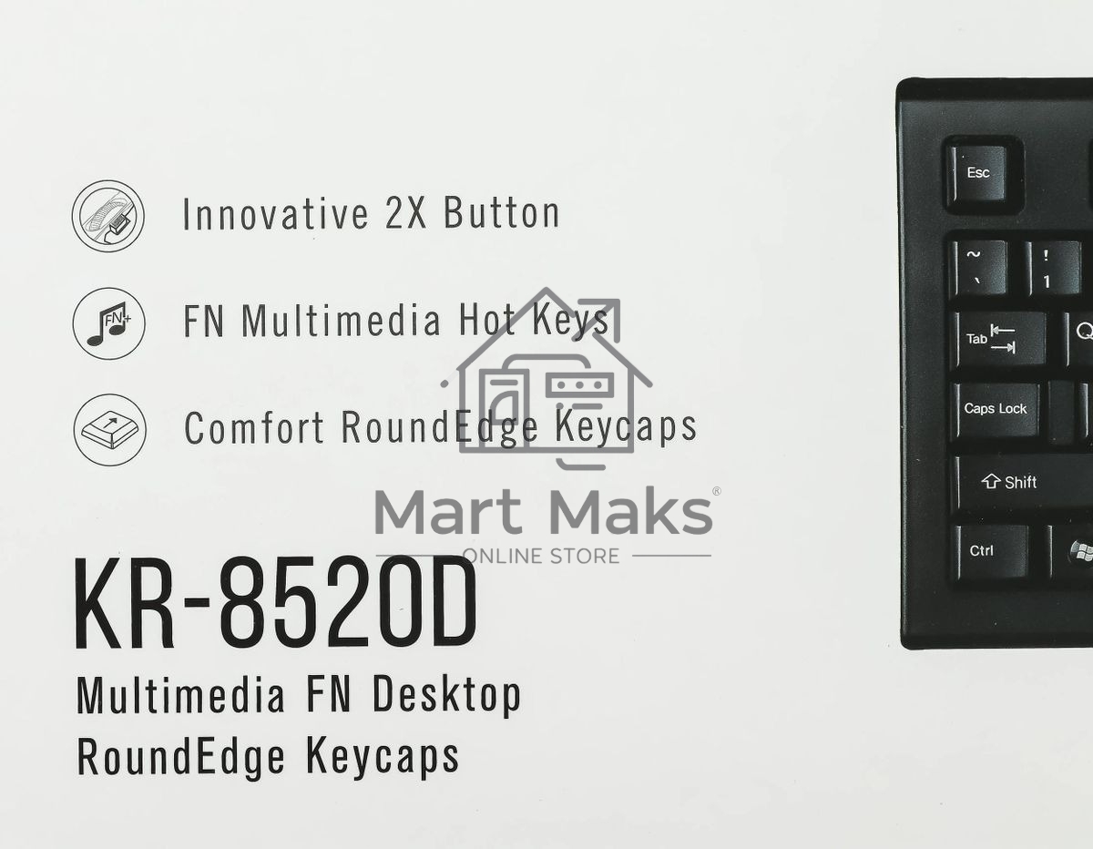 Комплект клавиатура+мышь A4Tech KR-8520D проводной, USB, 1200 DPI, чёрный