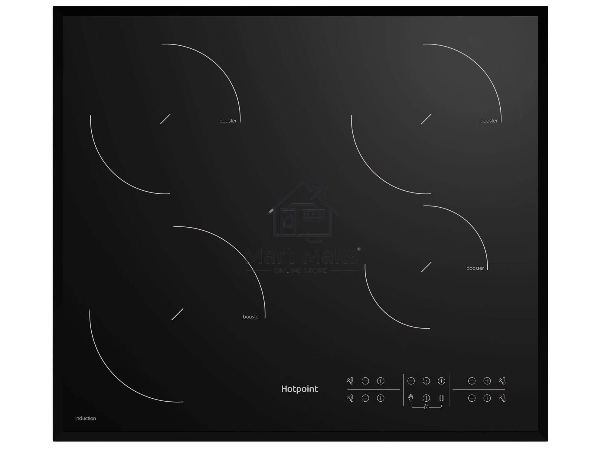 Индукционная варочная поверхность Hotpoint HB 2560S BA, 4 конфорки, стеклокерамика, 7200 Вт