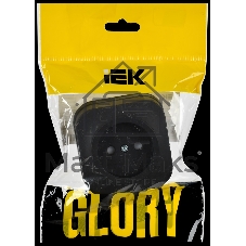 GLORY Розетка 1-местная для открытой установки без заземления с защитными шторками 10А РСш20-2-ХЧм черный матовый