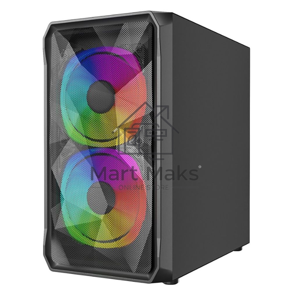 Компьютерный корпус Powercase Mistral Micro A3B ARGB, Tempered Glass, 2x 140mm ARGB PWM+1x 120mm ARGB PWM, черный, mATX (CMMAB-A3)