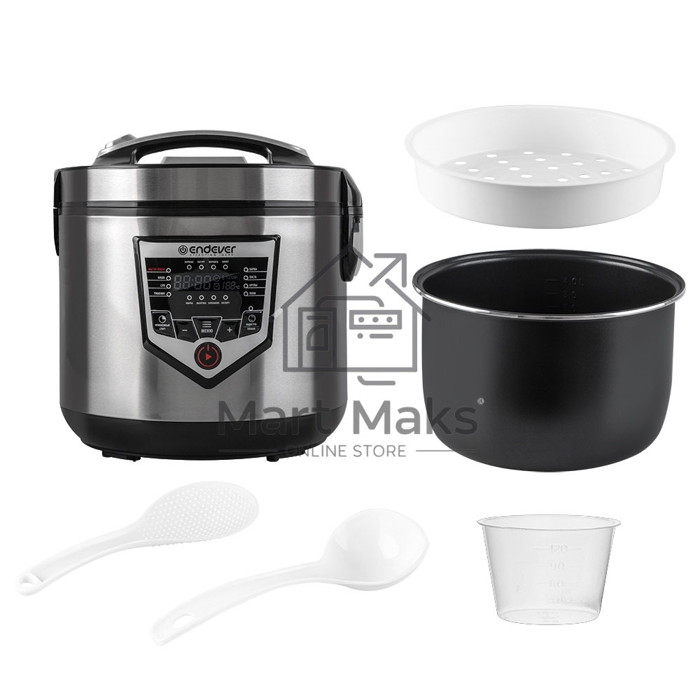 Мультиварка электрическая Endever Vita-124 черный/стальной, 1000 Вт, 5 л, 16 авторежимов работы, книга рецептов