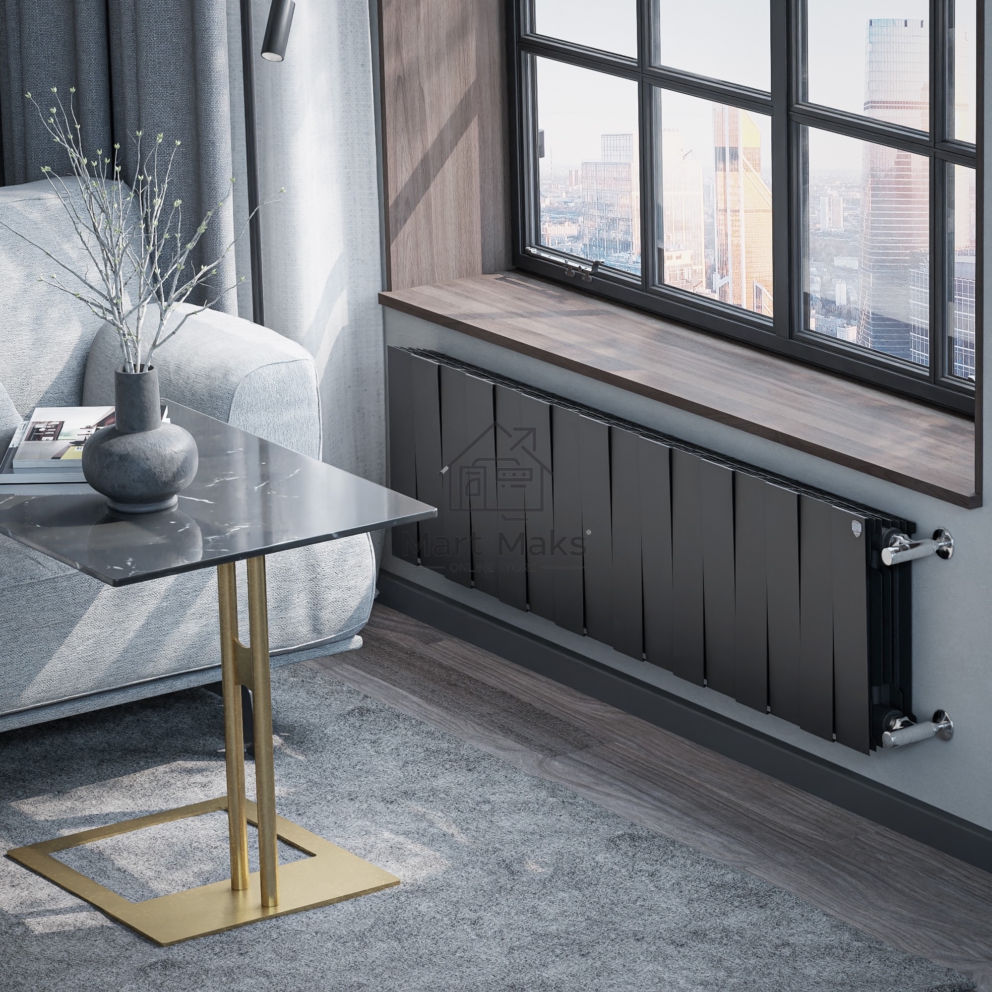 Радиатор биметаллический Royal Thermo PianoForte 300 черный - 16 секц.