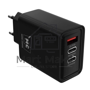 Зарядное устройство MORE CHOICE (4620202555625) NC90 1USB+2Type-C 3.0A PD 45W, черный