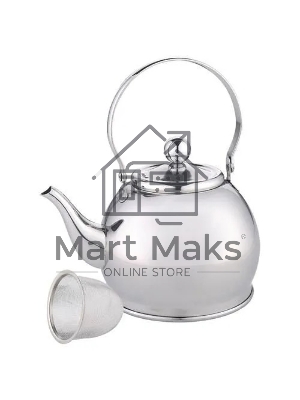 Чайник для плиты WEBBER BE-0597 из нерж.стали с ФИЛЬТРОМ из нерж. стали 1л,(24)