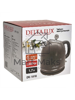 Чайник электрический Delta LUX DE-1018 (1,7 л. металл/пластик) серый