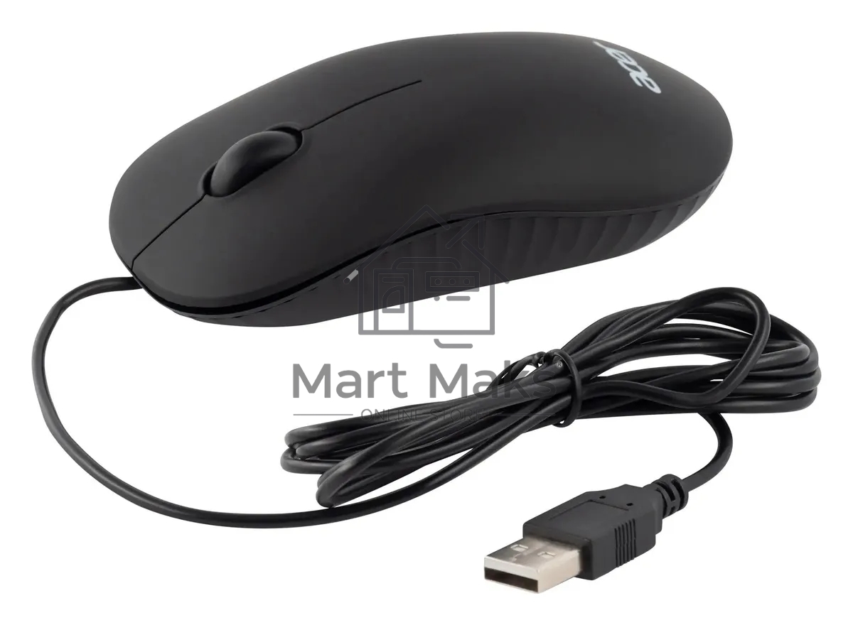 Мышь проводная Acer OMW122 черный, 1200 dpi, USB, кнопки - 3