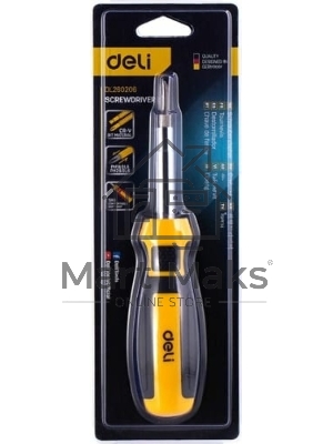 Многофункциональная отвертка 6-в-1 Deli DL260206 В комплекте биты SL5, SL6, PH1, PH2