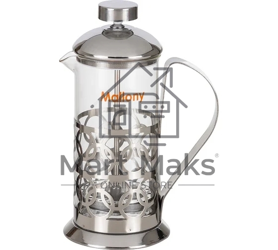 Чайник/кофейник MALLONY OLIMPIA, 350 мл из жаропрочного стекла, в корп из нерж ст, T046-350ML (950100)