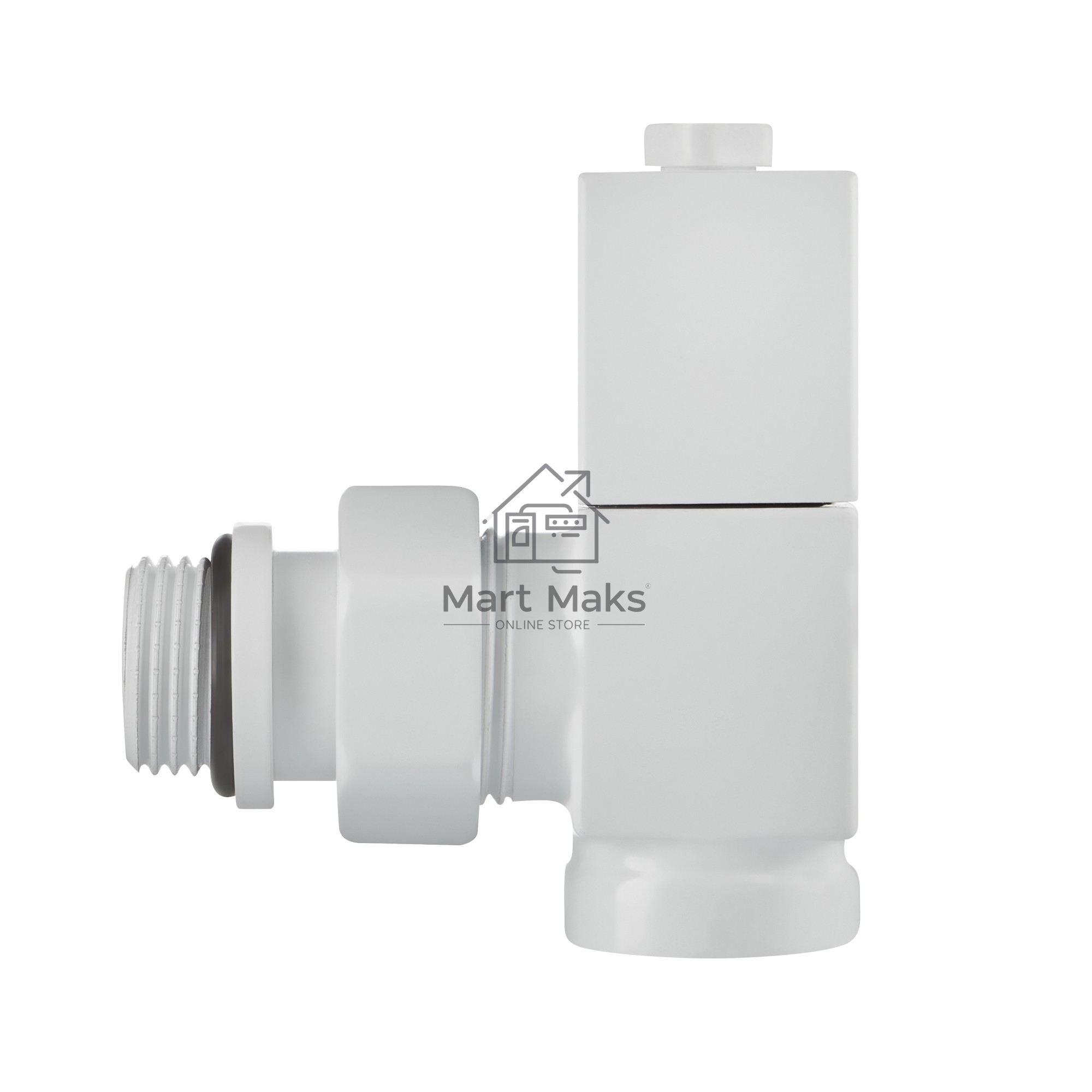 Набор дизайн-вентилей Royal Thermo CUBE, угловой (белый) 1/2