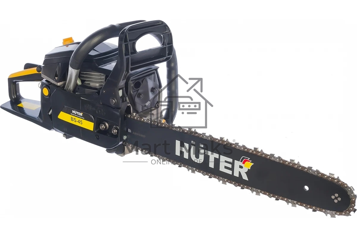 Бензопилы Huter BS-45 70/6/21,7 кВт, 45 см3, бак 0,55 л, антивиб. система, шина 45см/18