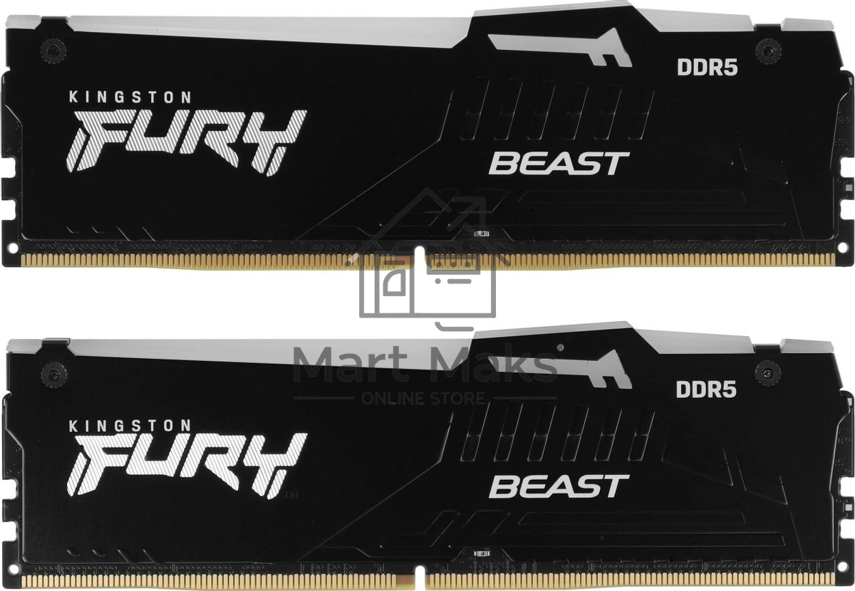 Оперативная память Kingston Fury Beast Expo, DDR5, 16GB (2x8GB), 5200MHz, CL36, DIMM, с радиаторами, RGB, черный