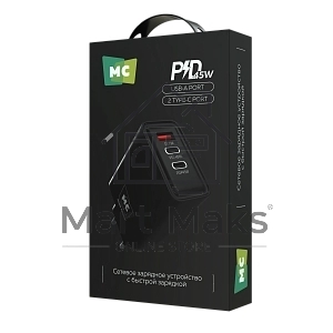 Зарядное устройство MORE CHOICE (4620202555625) NC90 1USB+2Type-C 3.0A PD 45W, черный