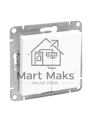 Механизм выключателя EKF UP1-SWW-20 двухклавишный, белый Эпика