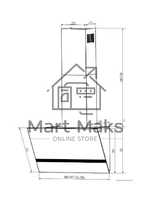 Вытяжка наклонная Elikor Rise BK 60 черный, 60 см, 750 куб. м/ч, 56 дБ