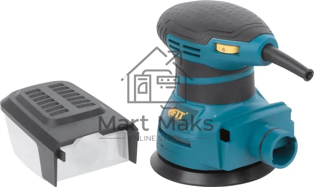 Шлифмашина эксцентриковая FIT OS-350, 350 Вт, 3000-13000 об/мин, 125 мм, 1,5 кг, липучка, пластик. контейнер, коробка