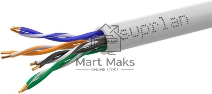 Кабель сетевой информационный Suprlan 01-0332-1, кат.5E U/UTP, 4 пары, 24AWG, PVC, внутренний, 100м, серый