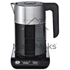 Электрочайник Bosch TWK8613P черный, 1.5 л, 2400 Вт, скрытый нагревательный элемент, поддержание температуры