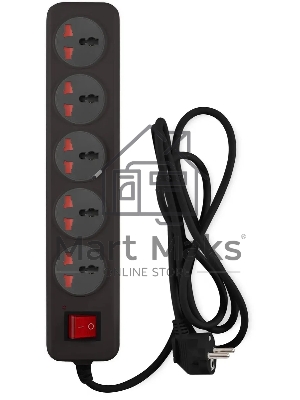 Сетевой фильтр Buro 500UNH-5-BG 5м (5 розеток) черный/серый (коробка)