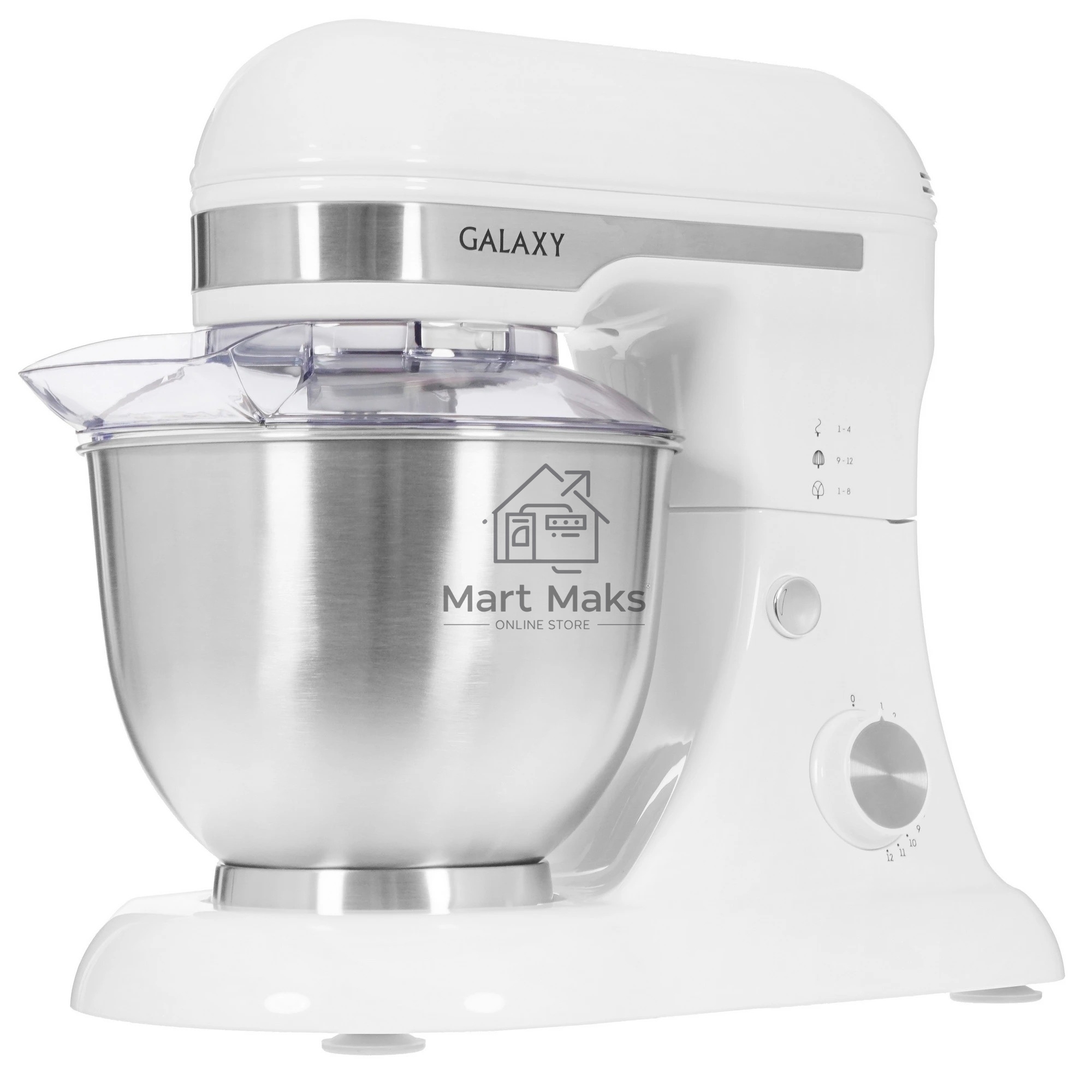 Миксер Galaxy Line GL 2230, белый, планетарный, 700 Вт, 12 скоростей