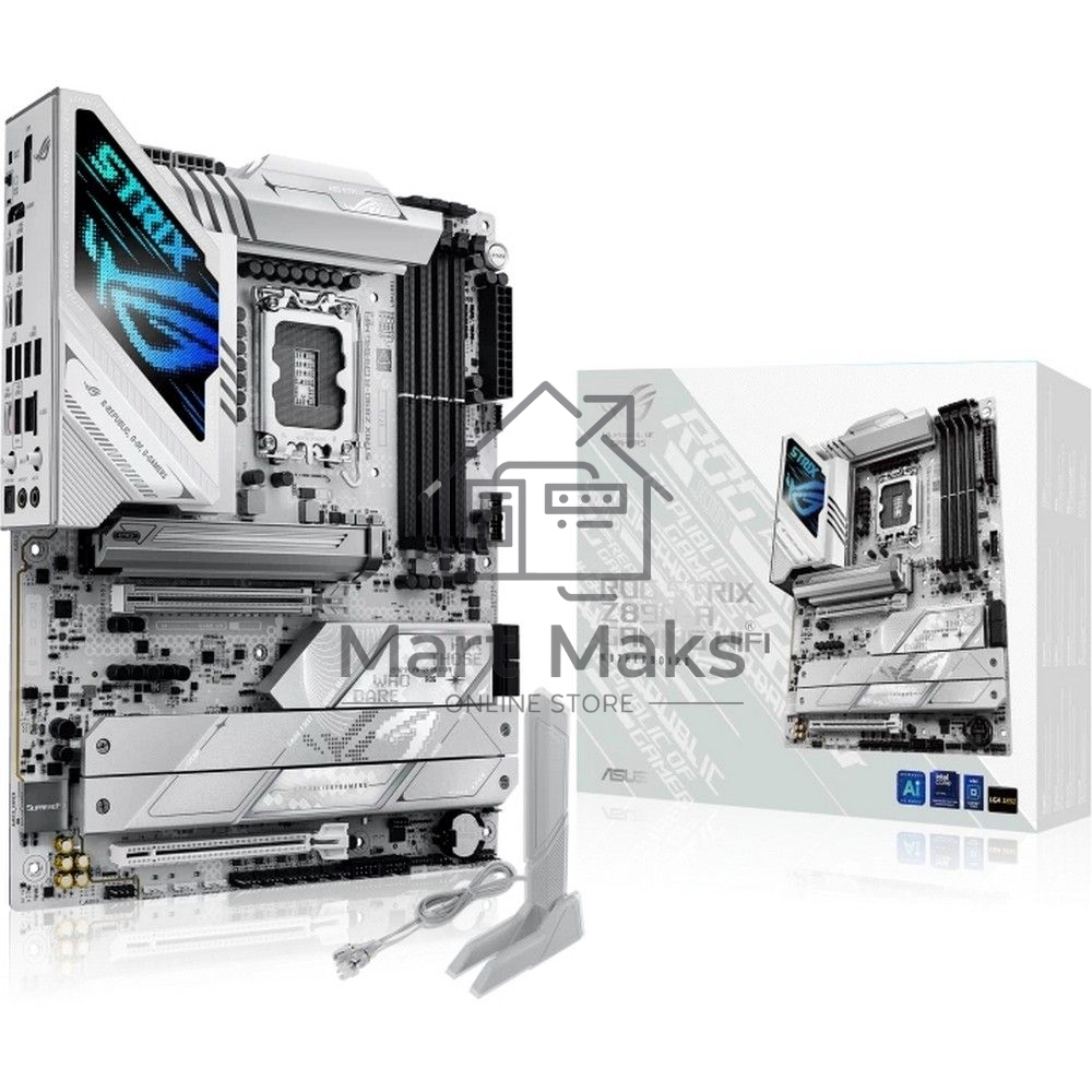 Материнская плата ASUS ROG STRIX Z890-A GAMING WIFI, LGA 1851, Intel Z890, 4xDDR5, 4xSATA, 5xM.2, 1xPCIe 4.0 x16, 1xPCIe 5.0 x16, 1xHDMI, 1xDP, 1x 2.5Gb LAN, 2xUSB-A 3.2 Gen 1, 5xUSB-A 3.2 Gen 2, 1xUSB-C 3.2 Gen 2, 2xThunderbolt 4, 2x3.5 мм, 7.1, ATX