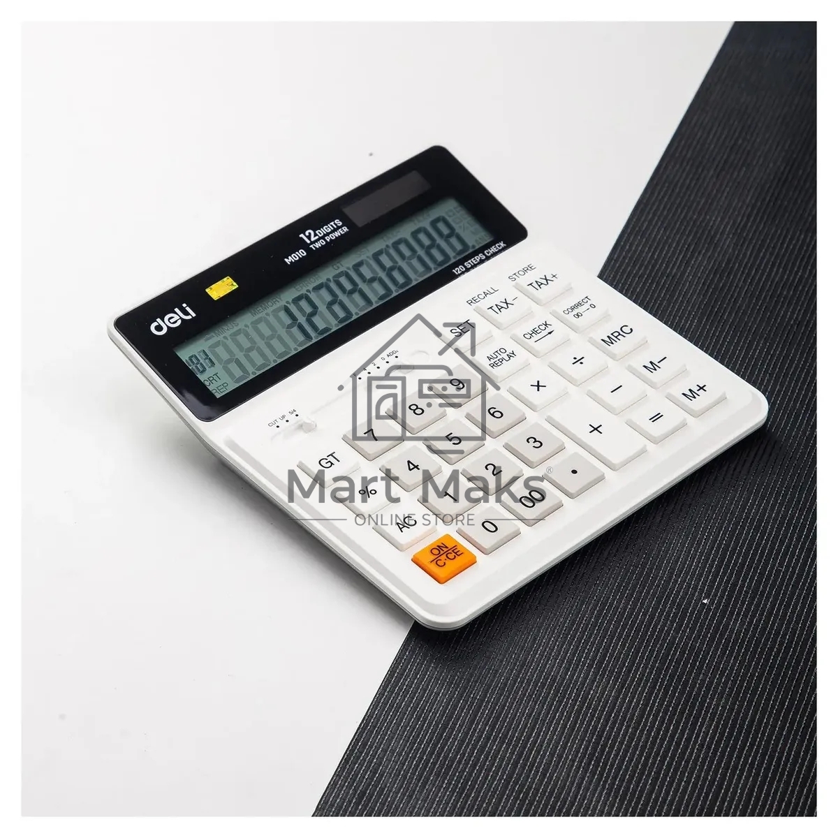 Калькулятор бухгалтерский Deli EM01010 белый 12-разр.