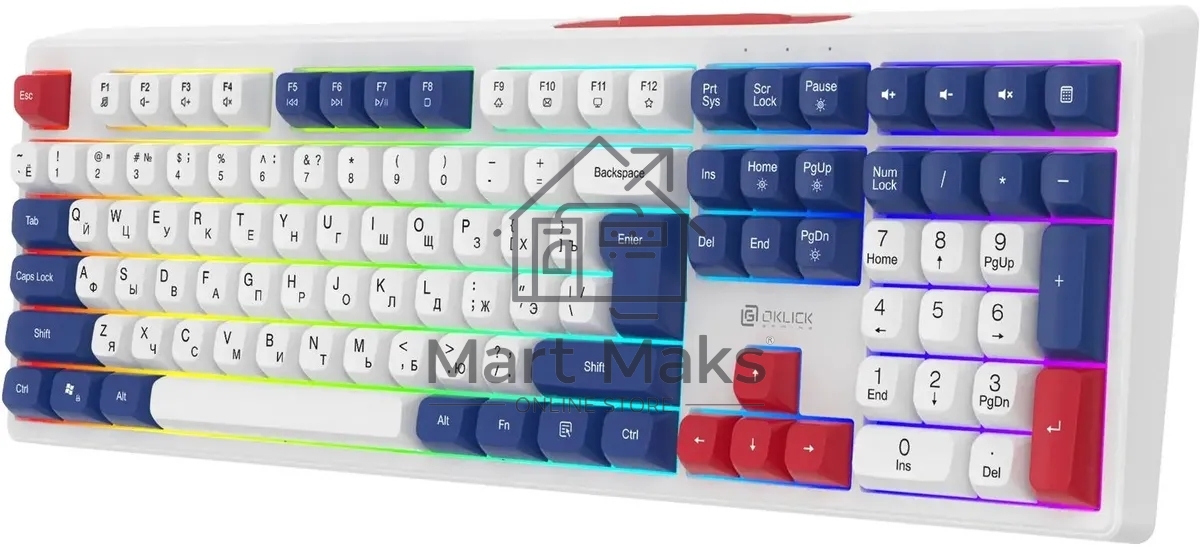 Клавиатура Оклик 725G белый/красный USB Multimedia for gamer LED (2070294)