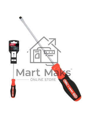 Шлицевая отвертка DELI DL3441 SL3x100мм сталь S2, матовый стержень, двухкомпонентная прорезиненная рукоять