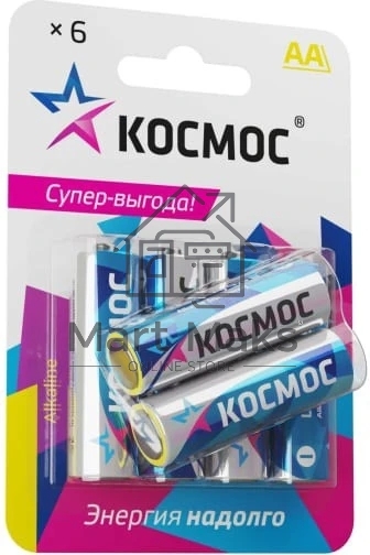 Элемент питания алкалиновый AA/LR06 BP-6 (блист.6шт) Космос KOCLR6BL6